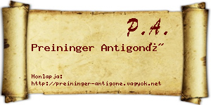 Preininger Antigoné névjegykártya